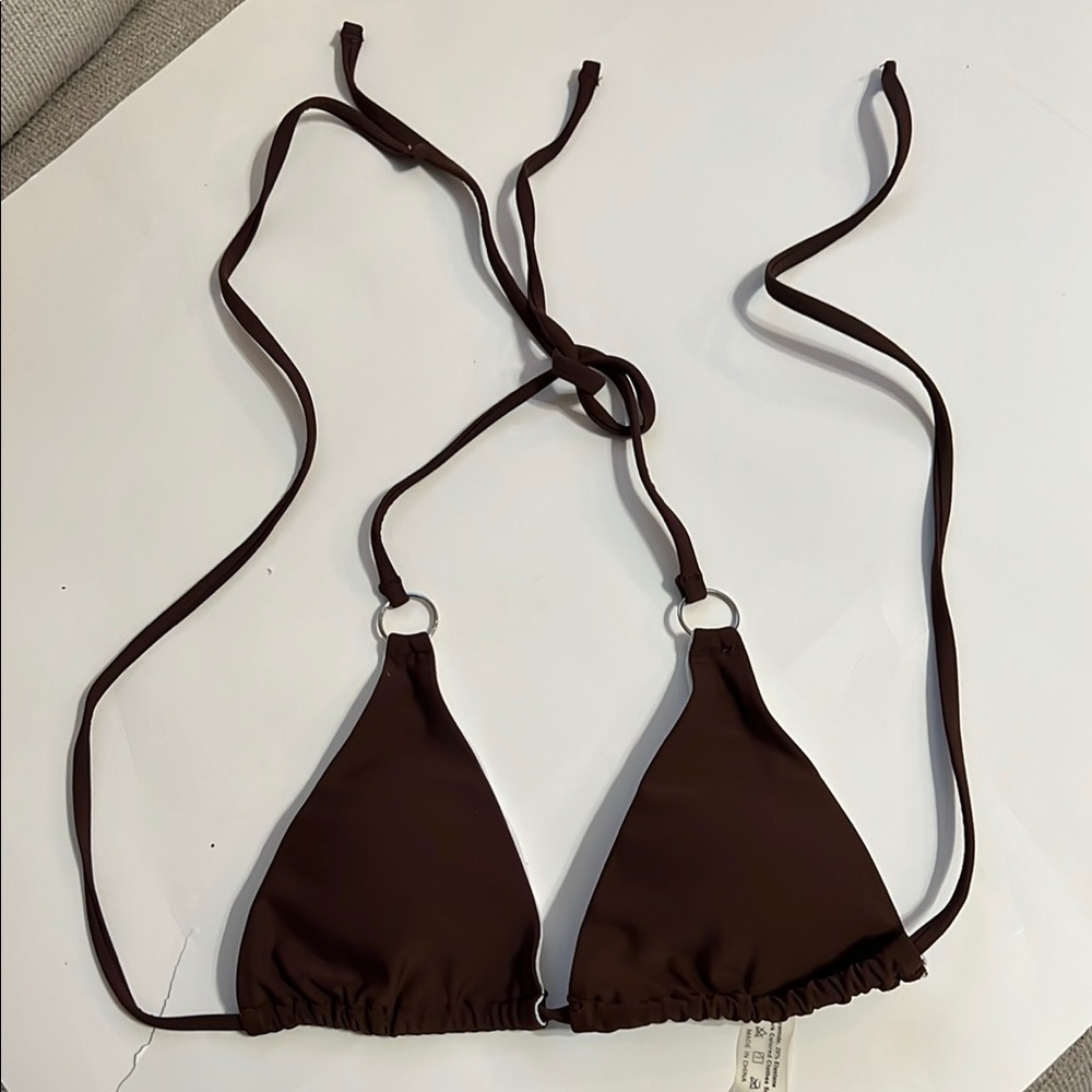 Women's Brown Triangle XS Bikini Top